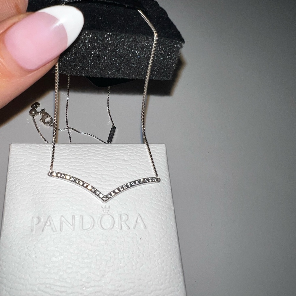 NEW Pandora Wishbone Bar Necklace in silver